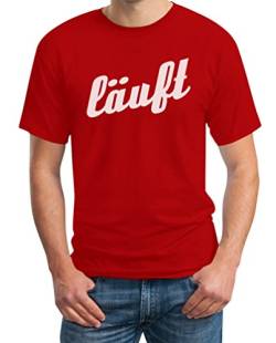 Kultspruch Läuft sportliches T-Shirt Herren XL Rot von Shirtgeil