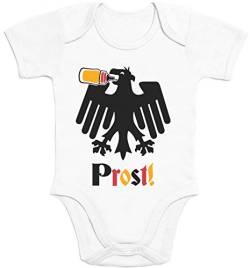 Kurzarm Baby Body Prost Deutscher Adler mit Babyflasche EM 2024 Fan Geschenk Fußball 3-6 Monate Weiß von Shirtgeil