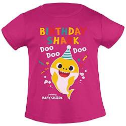 Mädchen T-Shirt Geburtstag - Baby Shark 2 3 4 5 Geburtstagskind Birthday Shark 104 Beere von Shirtgeil