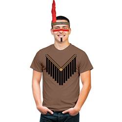 Männer Indianer Kostüm mit Kopfschmuck und Make Up für Fasching und Karneval Shirt Kastanie L von Shirtgeil