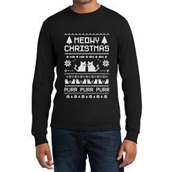 Meowy Christmas Langarm T-Shirt Schwarz XX-Large - Süsse Weihnachts Kätzchen von Shirtgeil