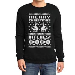 Merry Christmas Bitches Schwarz Large Sweatshirt Weihnachtspullover - Lustiger Weihnachtspulli von Shirtgeil