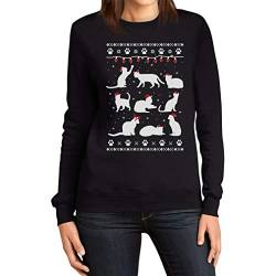 Merry Christmas Katzen Cats Weihnachtspullover Frauen Sweatshirt Medium Schwarz von Shirtgeil