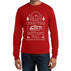Merry Christmas Shitter's Full Langarm Rot Large T-Shirt - Witziger Weihnachtspullover von Shirtgeil