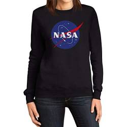 NASA Logo Space Raumfahrt Damen Outfit Frauen Sweatshirt Small Schwarz von Shirtgeil