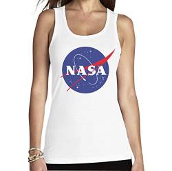 NASA Logo Space Raumfahrt Damen Outfit Frauen Tank Top Small Weiß von Shirtgeil