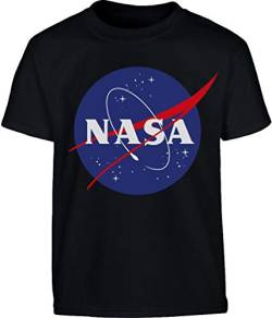 NASA Logo Space Raumfahrt Kinder Outfit Kinder und Teenager T-Shirt 152 Schwarz von Shirtgeil