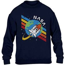 NASA Space Shuttle World Raketen Rainbow Kinder Pullover Sweatshirt 104 Marineblau von Shirtgeil