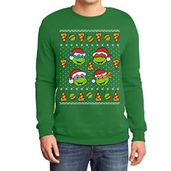 Nickelodeon Ugly Christmas Ninja Turtles Mutant Pizza Sweatshirt Medium Grün von Shirtgeil