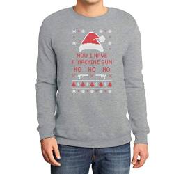 Now I Have A Machine Gun Ho Ho Ho Weihnachtspullover Herren X-Large Grau von Shirtgeil