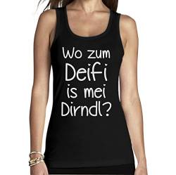 Oktoberfest Wiesn Trachten Shirt - Wo zum Deifi is MEI Dirndl Frauen Tank Top Medium Schwarz von Shirtgeil