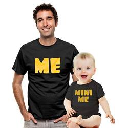 Partner Outfit Geschenkidee - Babybody und Papa Tshirt - Me Mini Me Mann Schwarz M/Baby Schwarz 12-18 Monate von Shirtgeil