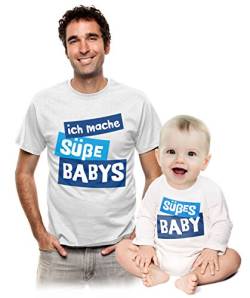 Partnerlook Ich Mache Süße Babys und Süßes Baby Herren T-Shirt & Babybody Mann M/Baby 3-6 Monate von Shirtgeil