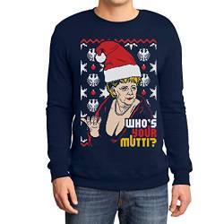 Pullover Herren Geiler Hässlicher Weihnachtspullover mit Angie - Who's Your Mutti? Sweatshirt Large Marineblau von Shirtgeil