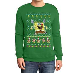 Pullover Herren Weihnachtspullover Spongebob Schwammkopf Plankton & Patrick Sweatshirt Large Grün von Shirtgeil