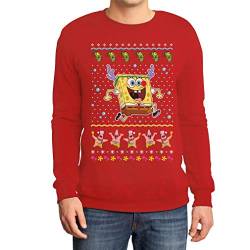 Pullover Herren Weihnachtspullover Spongebob Schwammkopf Plankton & Patrick Sweatshirt Large Rot von Shirtgeil