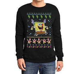 Pullover Herren Weihnachtspullover Spongebob Schwammkopf Plankton & Patrick Sweatshirt Medium Schwarz von Shirtgeil