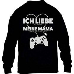 Pullover Jungen Gamer Liebe Es Wenn Meine Mama Mich Zocken Lässt Sweatshirt 128 Schwarz von Shirtgeil