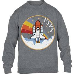 Pullover Jungen Mädchen NASA Rocket Space Shuttle Raketen Rainbow Kinder Sweatshirt 104 Grau von Shirtgeil