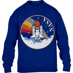 Pullover Jungen Mädchen NASA Rocket Space Shuttle Raketen Rainbow Kinder Sweatshirt 128 Blau von Shirtgeil