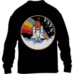 Pullover Jungen Mädchen NASA Rocket Space Shuttle Raketen Rainbow Kinder Sweatshirt 128 Schwarz von Shirtgeil