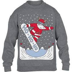 Pullover Jungen Mädchen Weihnachtspullover Santa On A HO HO HO Snowbord Kinder Sweatshirt 140 Grau von Shirtgeil