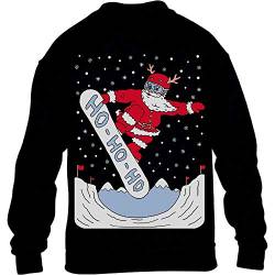 Pullover Jungen Mädchen Weihnachtspullover Santa On A HO HO HO Snowbord Kinder Sweatshirt 152 Schwarz von Shirtgeil