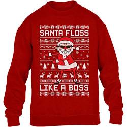 Pullover Jungen Ugly Christmas Santa Floss Like a Boss Weihachtspulli Kinder Sweatshirt 140 Rot von Shirtgeil