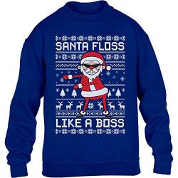 Pullover Jungen Ugly Christmas Santa Floss Like a Boss Weihachtspulli Kinder Sweatshirt 152 Blau von Shirtgeil