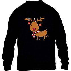 Pullover Mädchen Jungen Rentier Junges Weihnachts Kinderpullover Kinder Sweatshirt 152 Schwarz von Shirtgeil