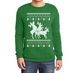 Rehntier Dreier - Lustiger Herren Weihnachtspullover Sweatshirt Large Grün von Shirtgeil