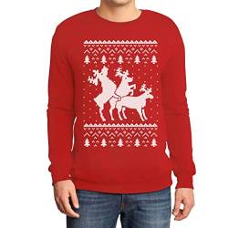 Rehntier Dreier - Lustiger Herren Weihnachtspullover Sweatshirt Medium Rot von Shirtgeil