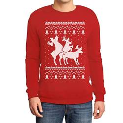 Rehntier Dreier - Lustiger Herren Weihnachtspullover Sweatshirt XX-Large Rot von Shirtgeil