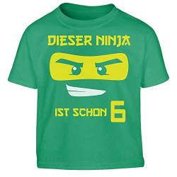 Sechster Geburtstag Junge Shirt Dieser Ninja ist Schon 6 Kinder Jungen T-Shirt 116 Grün von Shirtgeil