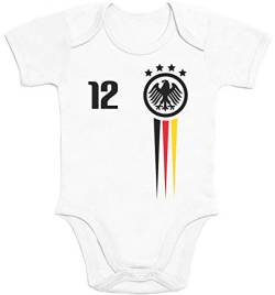 Shirtgeil Baby Body Fussball EM Deutschland Nationalmannschaft Kurzarm Strampler Junge Mädchen 0-3 Monate Weiß von Shirtgeil