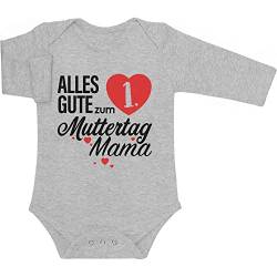 Shirtgeil Baby Body Geschenk Muttertagsgeschenk Alles Gute zum 1. Muttertag Mama Langarmbody 0-3 Monate Grau von Shirtgeil