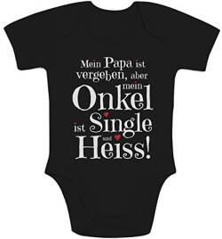 Shirtgeil Baby Body Geschenke von und für den heissen Onkel Kurzarm Strampler Mädchen Jungen 12-18 Monate Schwarz von Shirtgeil