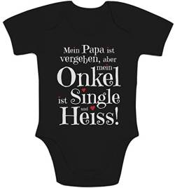 Shirtgeil Baby Body Geschenke von und für den heissen Onkel Kurzarm Strampler Mädchen Jungen 6-12 Monate Schwarz von Shirtgeil