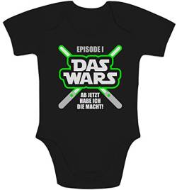 Shirtgeil Baby Body Junge DAS Wars, jetzt Habe ich die Macht - Baby Geschenk Fans Baby Star Strampler Kurzarm 3-6 Monate Schwarz von Shirtgeil