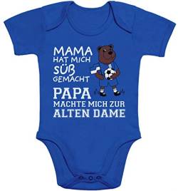 Shirtgeil Baby Body Jungen Herthaner Fan Artikel - Papa machte Mich zur Alten Dame Strampler Kurzarm 3-6 Monate Blau von Shirtgeil