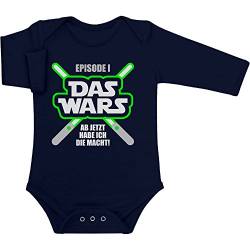 Shirtgeil Baby Body Langarm Junge DAS Wars ab jetzt Habe ich die Macht Lichtschwert Motiv - Baby Erstausstattung Neugeborene Jungen Baby Geschenk Fans Strampler 0-3 Monate Marineblau von Shirtgeil