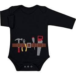 Shirtgeil Baby Body Langarm Jungen Handwerker Baby Halloween Kostüm Baby Junge 0-3 Monate Schwarz von Shirtgeil