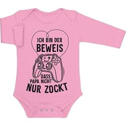 Shirtgeil Baby Body Langarm - Nicht nur Zocker oder Gamer Papa Baby Strampler Newborn Rosa von Shirtgeil