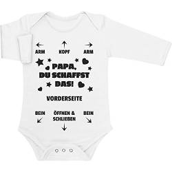Shirtgeil Baby Body Langarm Witziges Geschenk für Vater - Papa DU SCHAFFST DAS! Strampler 0-3 Monate Weiß von Shirtgeil