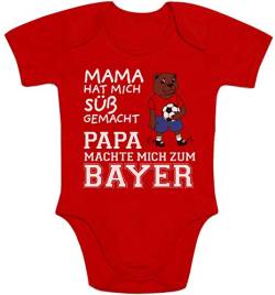 Shirtgeil Baby Body Mama hat Mich süß gemacht Papa machte Mich zum Bayer Fußball Kurzarm Strampler 6-12 Monate Rot von Shirtgeil