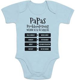 Shirtgeil Baby Body Neugeborene Mädchen Junge - Lustiges Geschenk Vater - Papas Problemlösung 0-3 Monate Hellblau von Shirtgeil