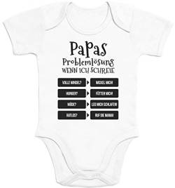 Shirtgeil Baby Body Neugeborene Mädchen Junge - Lustiges Geschenk Vater - Papas Problemlösung 0-3 Monate Weiß von Shirtgeil