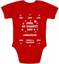 Shirtgeil Baby Body Papa Du Schaffst Das - Witziges Strampler Motiv für Väter Kurzarm-Body 3-6 Monate Rot von Shirtgeil