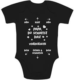 Shirtgeil Baby Body Papa Du Schaffst Das - Witziges Strampler Motiv für Väter Kurzarm-Body 3-6 Monate Schwarz von Shirtgeil