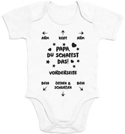 Shirtgeil Baby Body Papa Du Schaffst Das - Witziges Strampler Motiv für Väter Kurzarm-Body 3-6 Monate Weiß von Shirtgeil